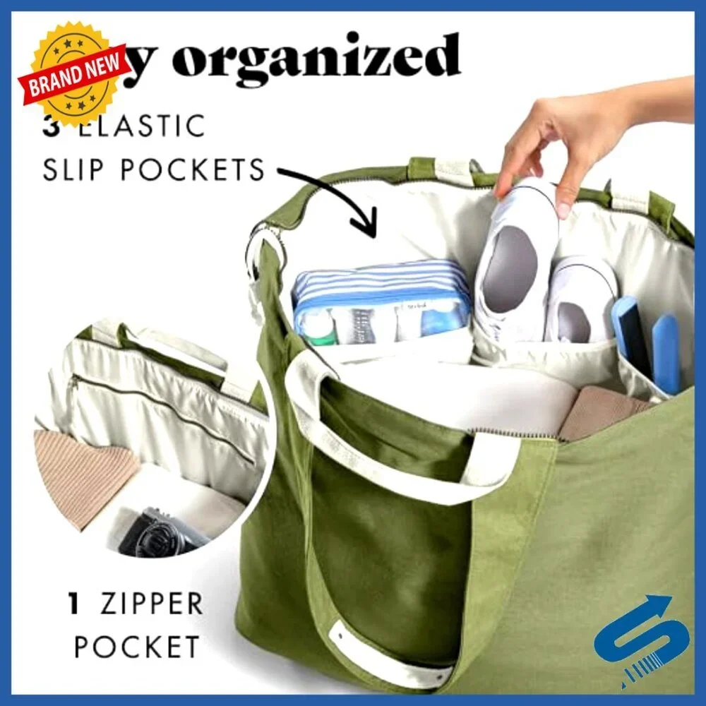 Oversized Travel Tote Bag Water Resistant Canvas Large Beach Utility Carry On